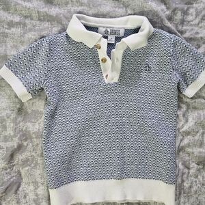 Original Penguin Kids' White and Blue Geometric Polo